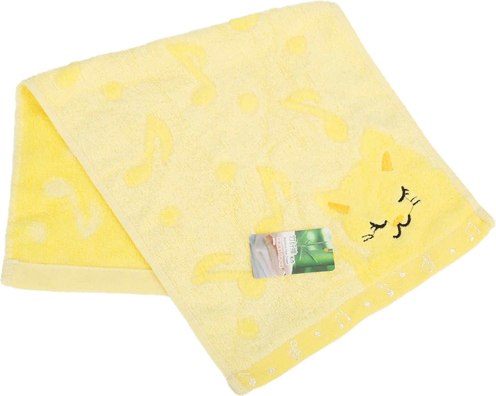 Kinder-Handtuch – Katze & Musiknoten, Gelb