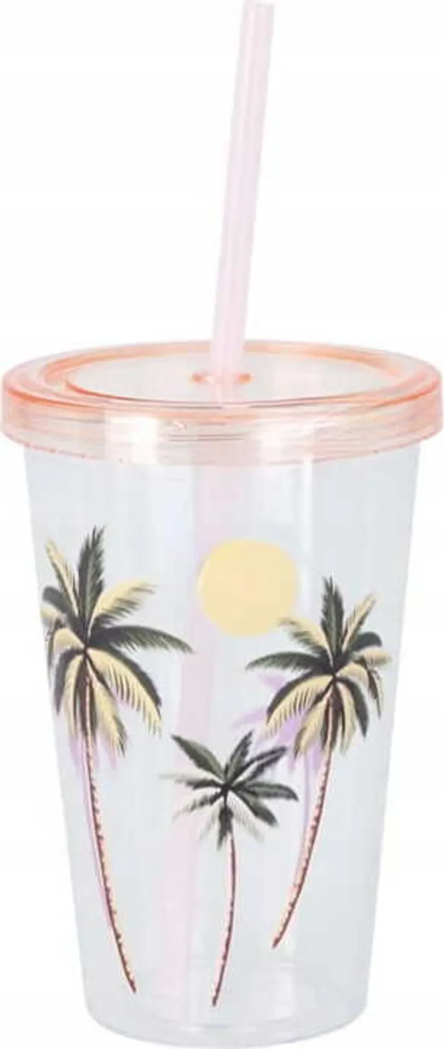 Kunststoffbecher mit Strohhalm & Schraubdeckel – 600 ml