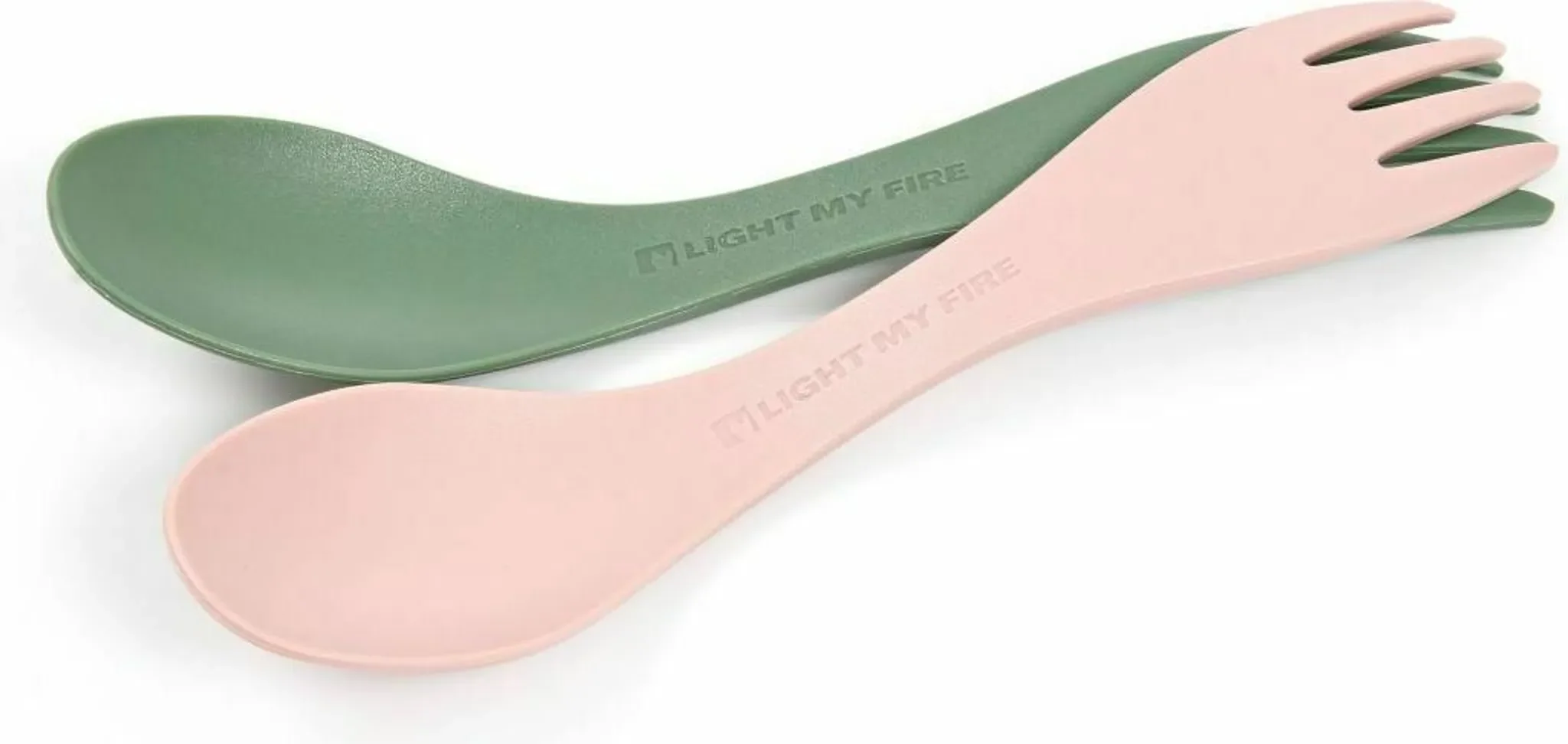 Light My Fire Spork 2er-Set – Kinder-Göffel 2-in-1, Grün/Rosa
