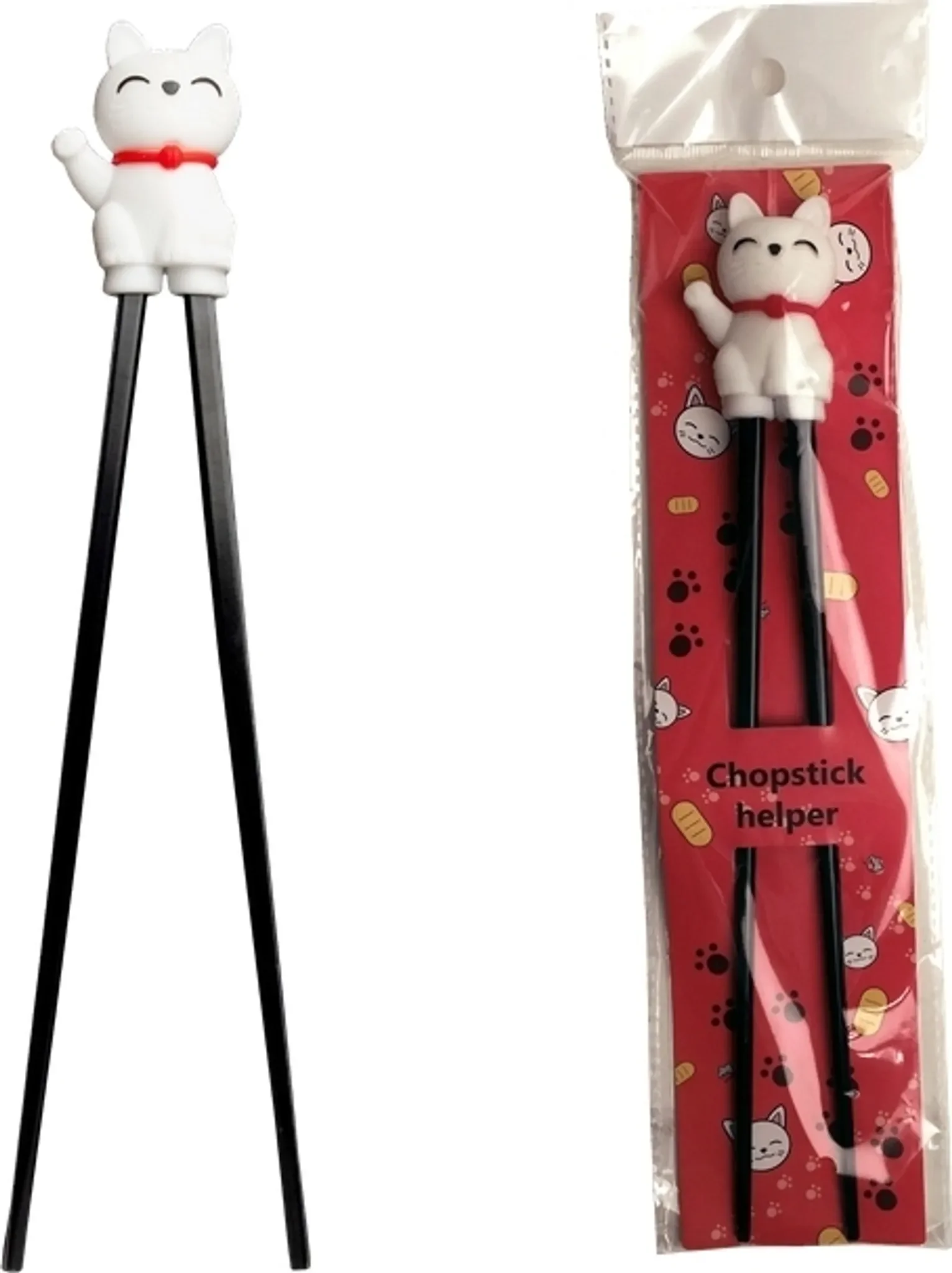 Kinder-Essstäbchen mit Halter – 22 cm, Motiv Katze