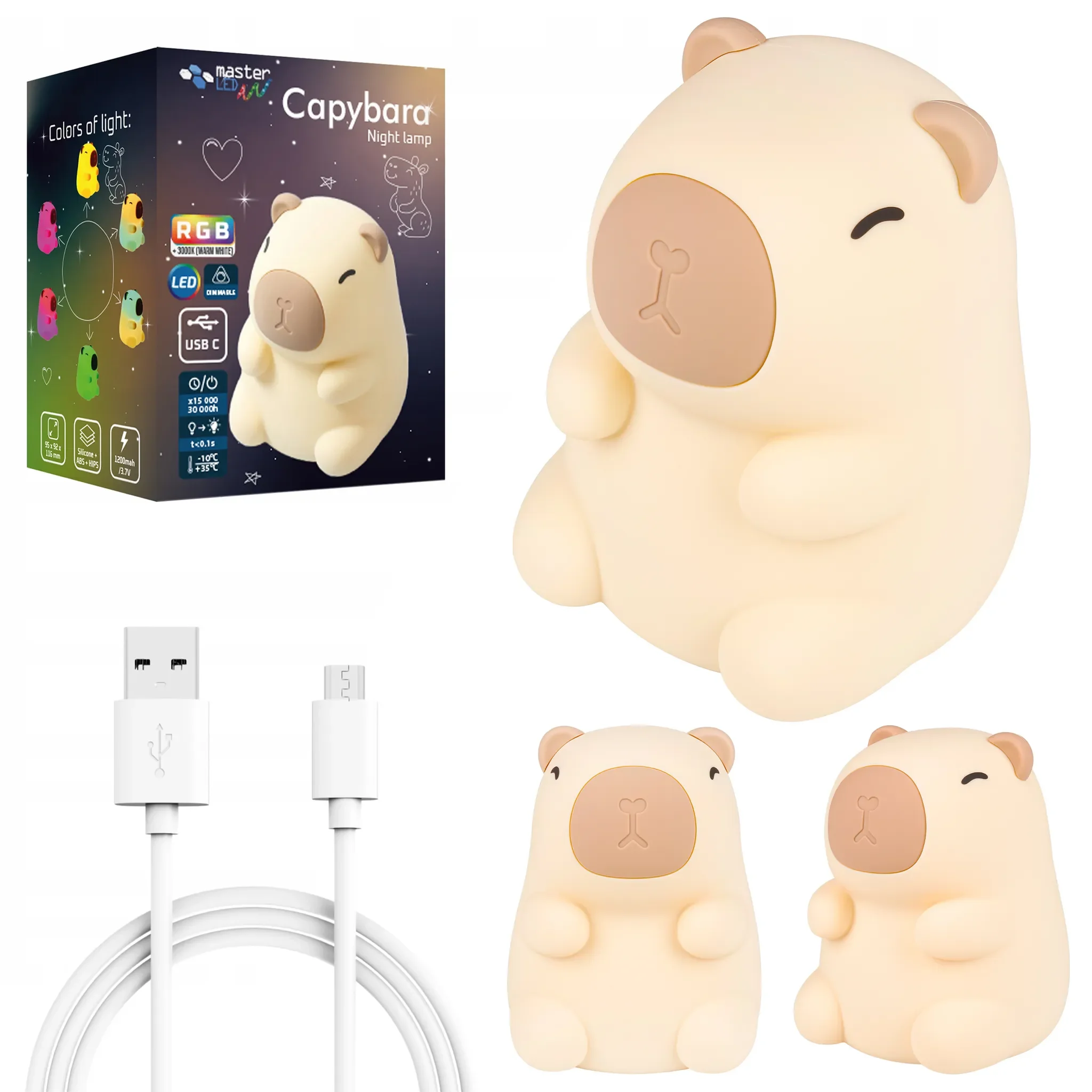 MasterLED Kapibara Silikon-Nachtlicht mit Akku & Touchsteuerung