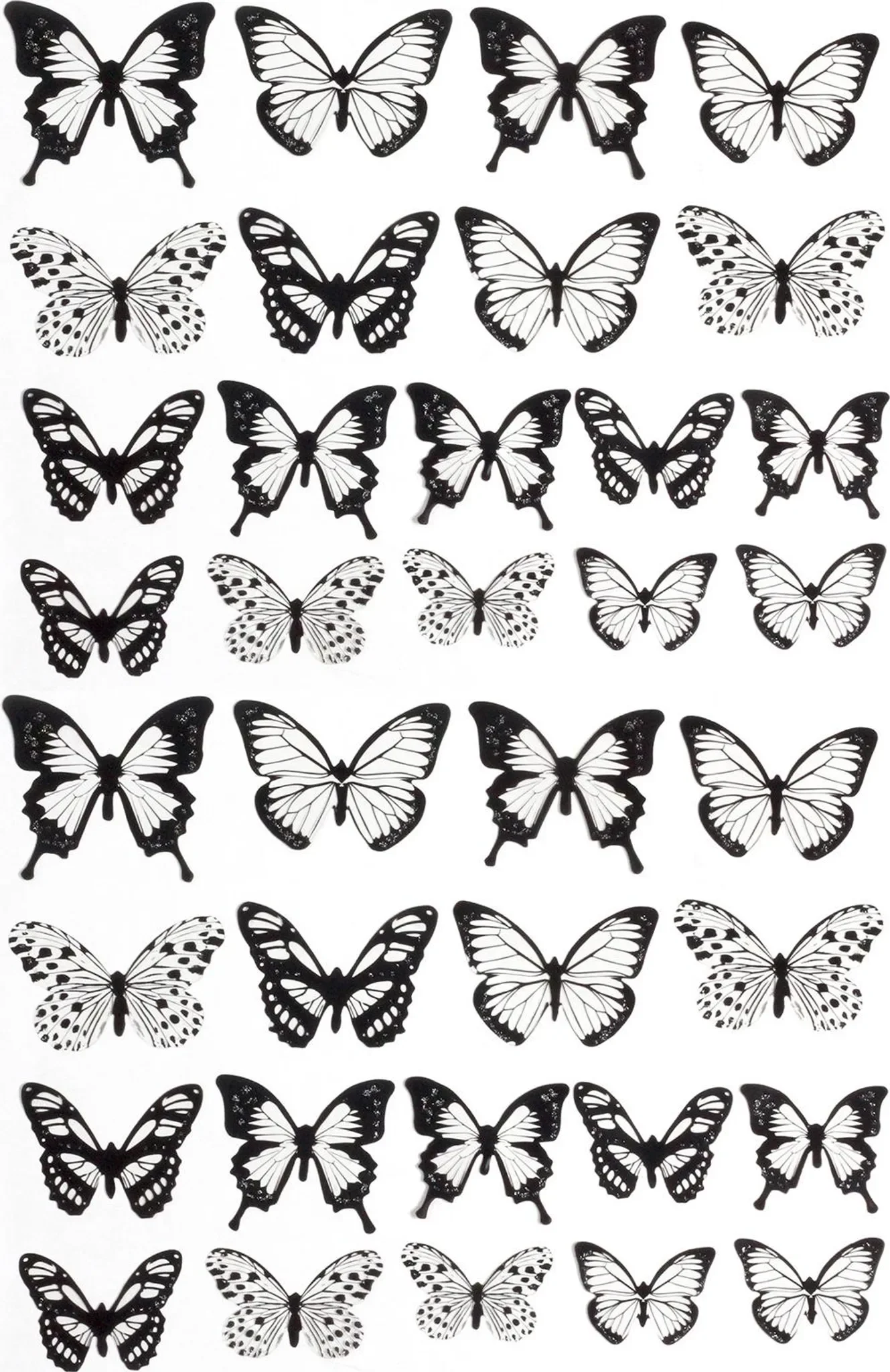 36-teiliges 3D Schmetterlinge Deko Set – Schwarz, Wand- & Tischdekoration für Kinderzimmer, Hochzeit & Party