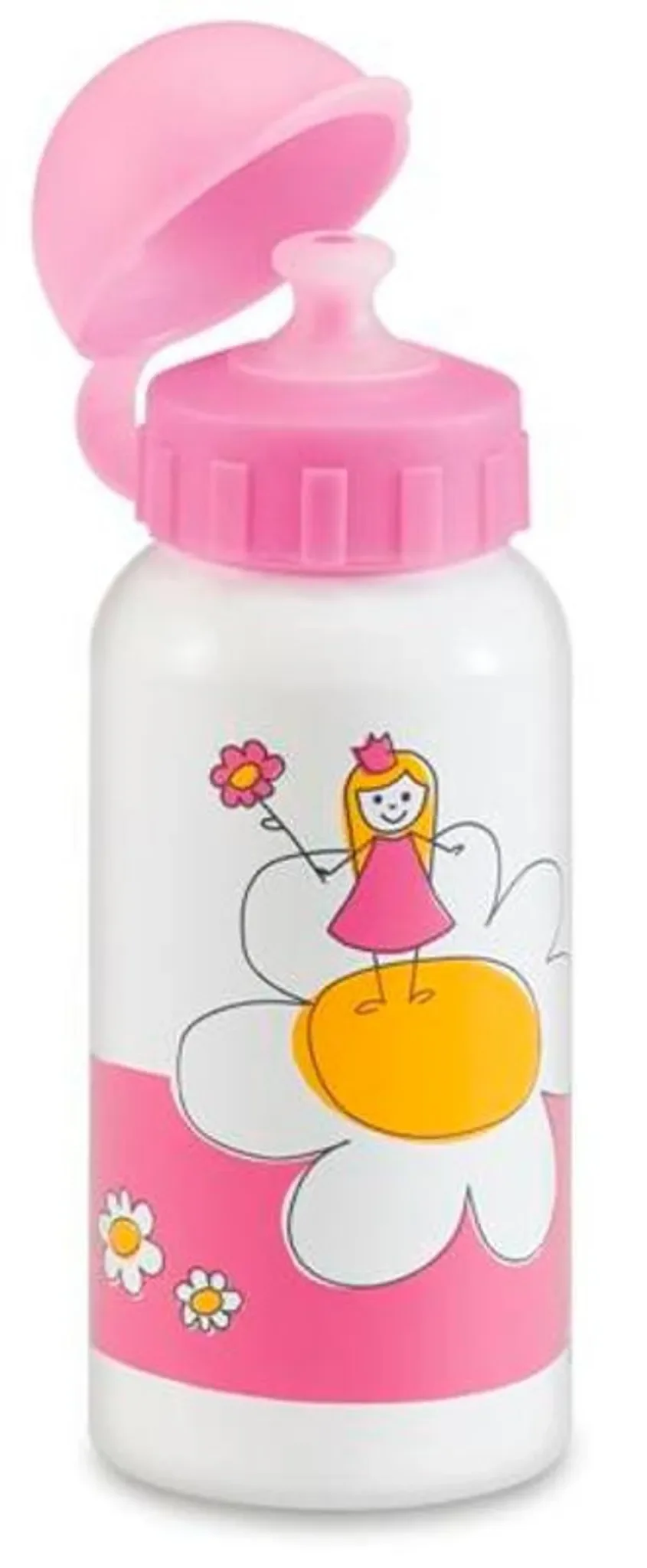 Kindertrinkflasche „Gelert – Feenblumen“ – Pink/Weiß, 350 ml