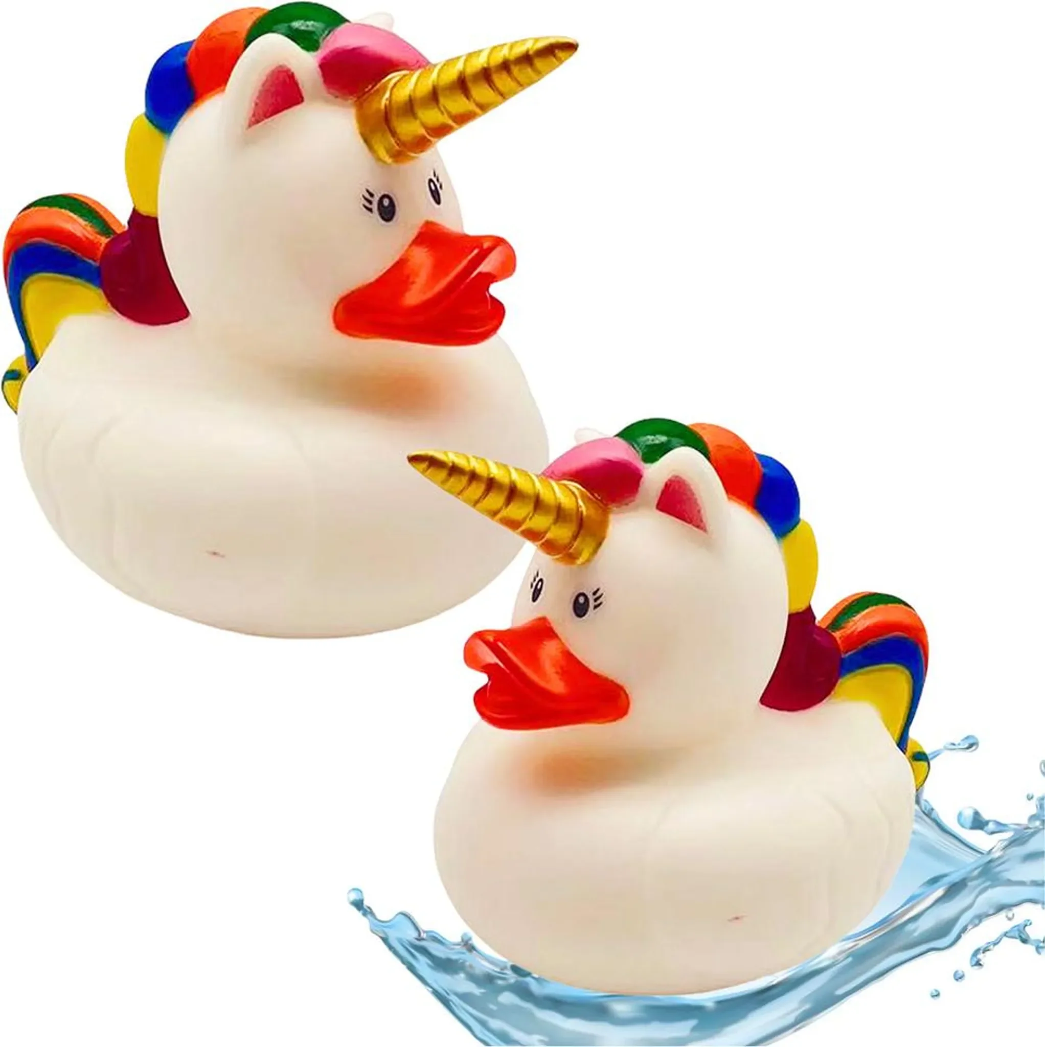 Badespielzeug Ente mit Einhorn – Regenbogenmähne & -schwanz