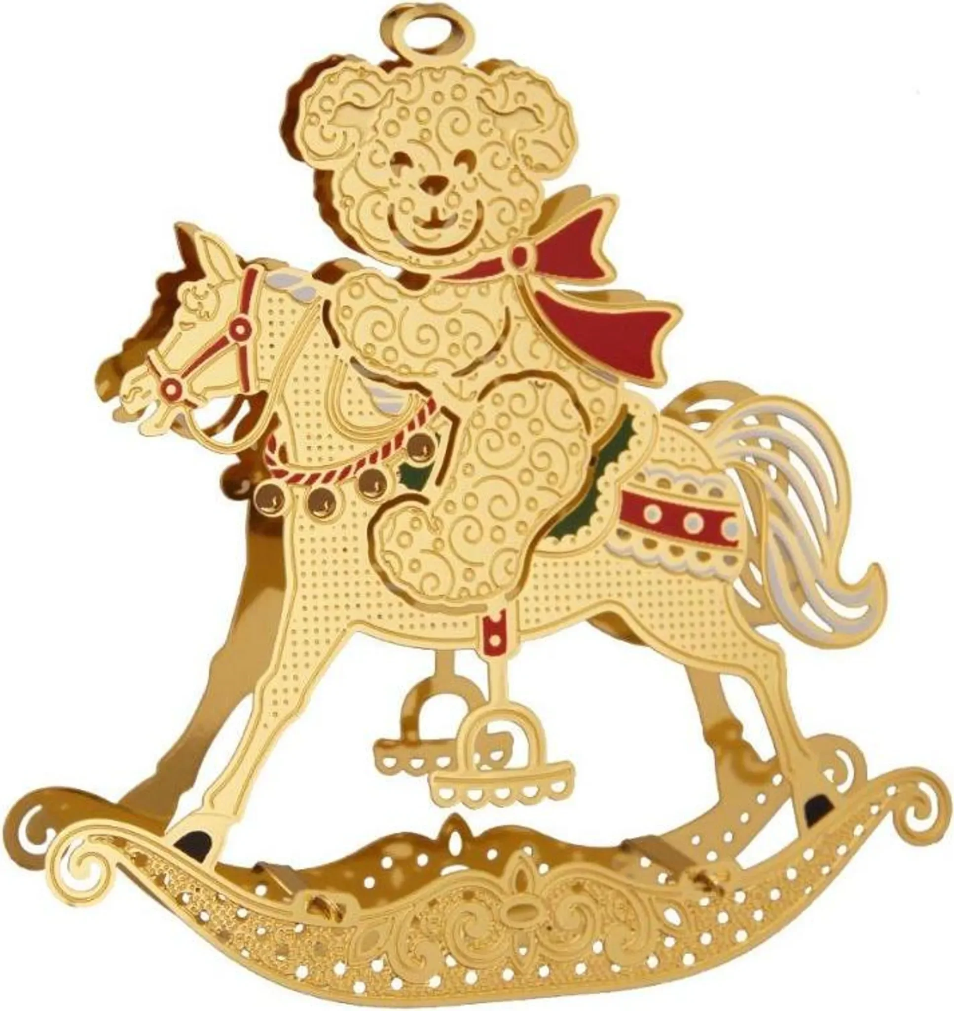 Krebs Glas Lauscha Weihnachtsanhänger – Teddy aus Messing, 6 cm, Gold